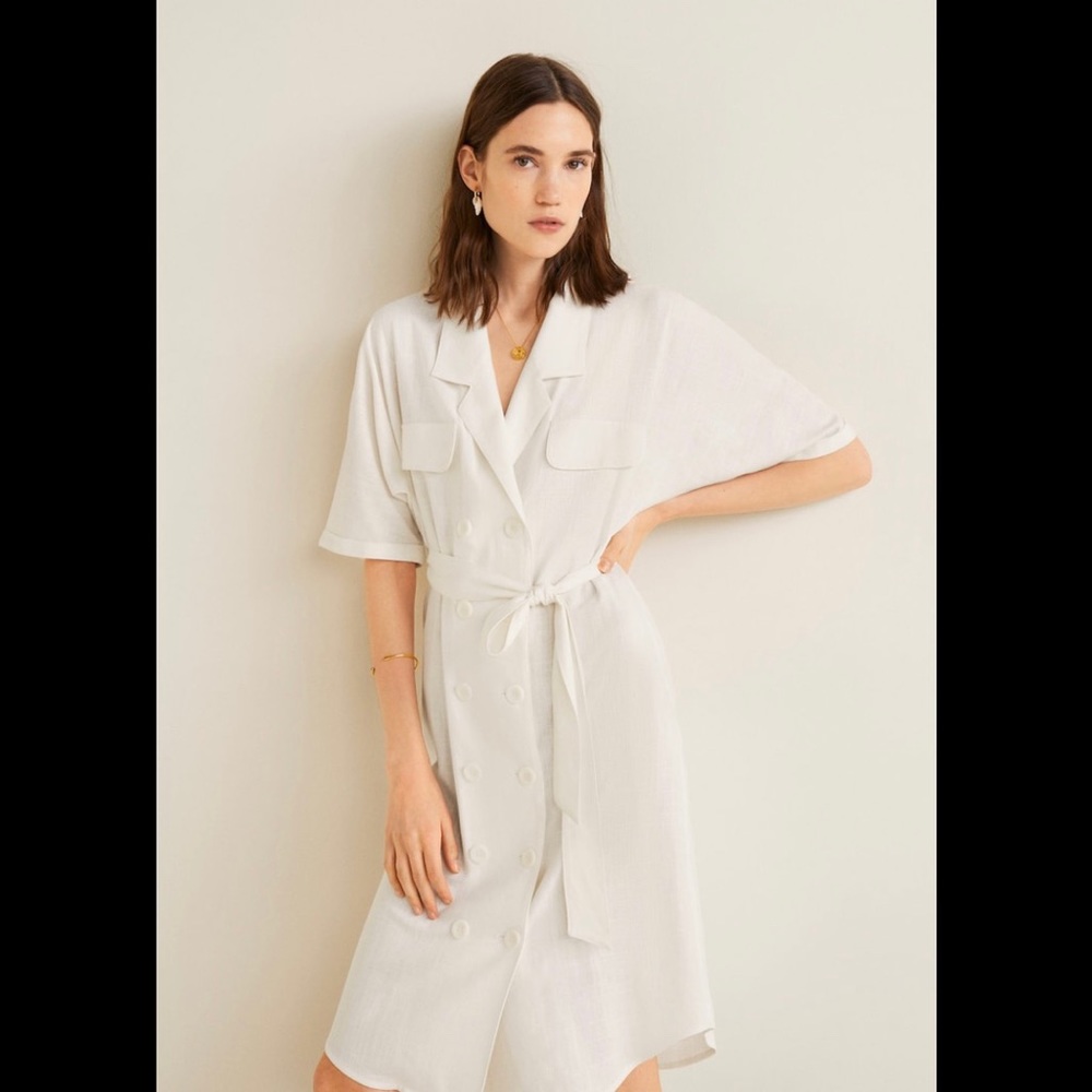 MANGO Didi Dress in White Linen NWT